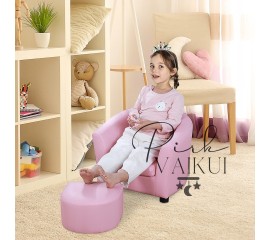 Vaikiškas rožinis fotelis su pakojukų