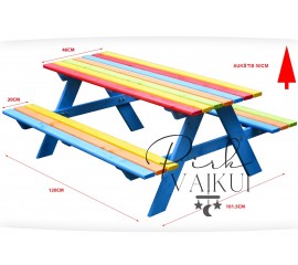 Medinis staliukas su suoliukais (spalvotas)