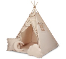TIPI WIGWAM palapinė su kilimėliu ir 5 jaukiomis pagalvėmis TIPI WIGWAM palapinė su kilimėliu ir 5 jaukiomis pagalvėmis
