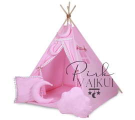 TIPI WIGWAM palapinė su kilimėliu ir 5 jaukiomis pagalvėmis TIPI WIGWAM palapinė su kilimėliu ir 5 jaukiomis pagalvėmis