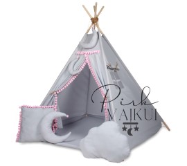 TIPI WIGWAM palapinė su kilimėliu ir 5 jaukiomis pagalvėmis TIPI WIGWAM palapinė su kilimėliu ir 5 jaukiomis pagalvėmis