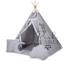 TIPI WIGWAM palapinė su kilimėliu ir 5 jaukiomis pagalvėmis TIPI WIGWAM palapinė su kilimėliu ir 5 jaukiomis pagalvėmis