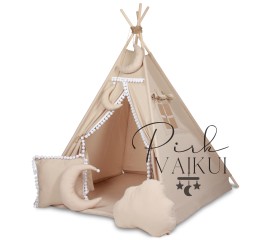 TIPI WIGWAM palapinė su kilimėliu ir 5 jaukiomis pagalvėmis TIPI WIGWAM palapinė su kilimėliu ir 5 jaukiomis pagalvėmis